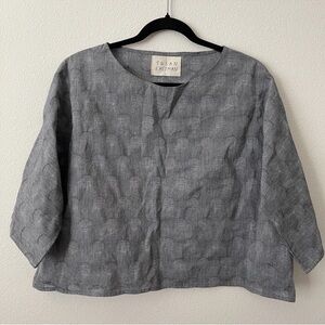 Susan Eastman Studio Boxy Top One Size Gray Polka Dot Kimono Sleeve Lagenlook